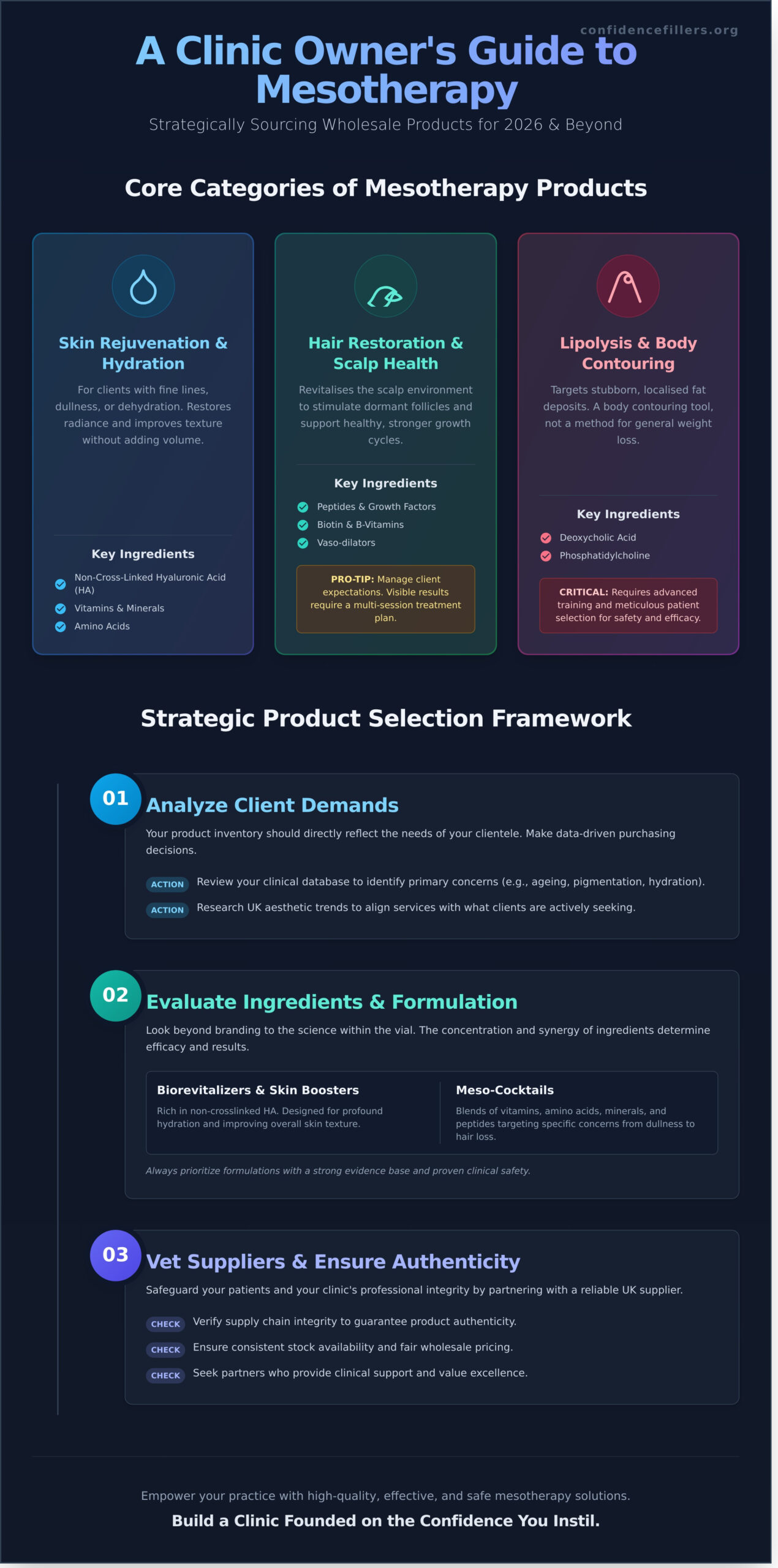 A Clinic Owner’s Guide to Wholesale Mesotherapy Products in 2026 - Infographic
